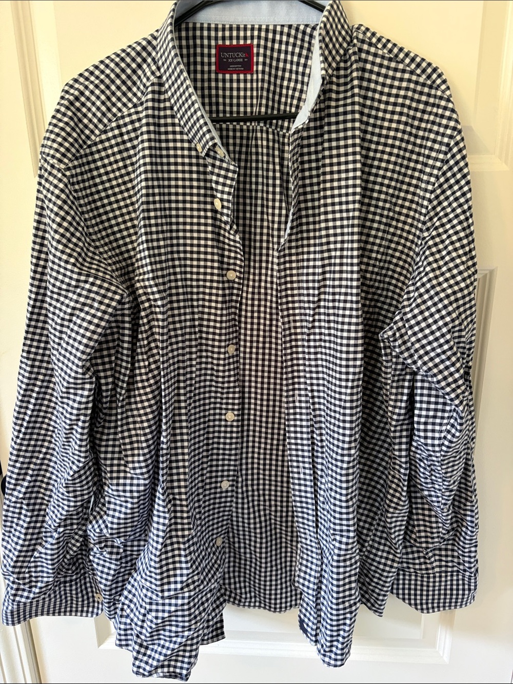 UNTUCKit Navy & White Gingham Shirt with Red Label